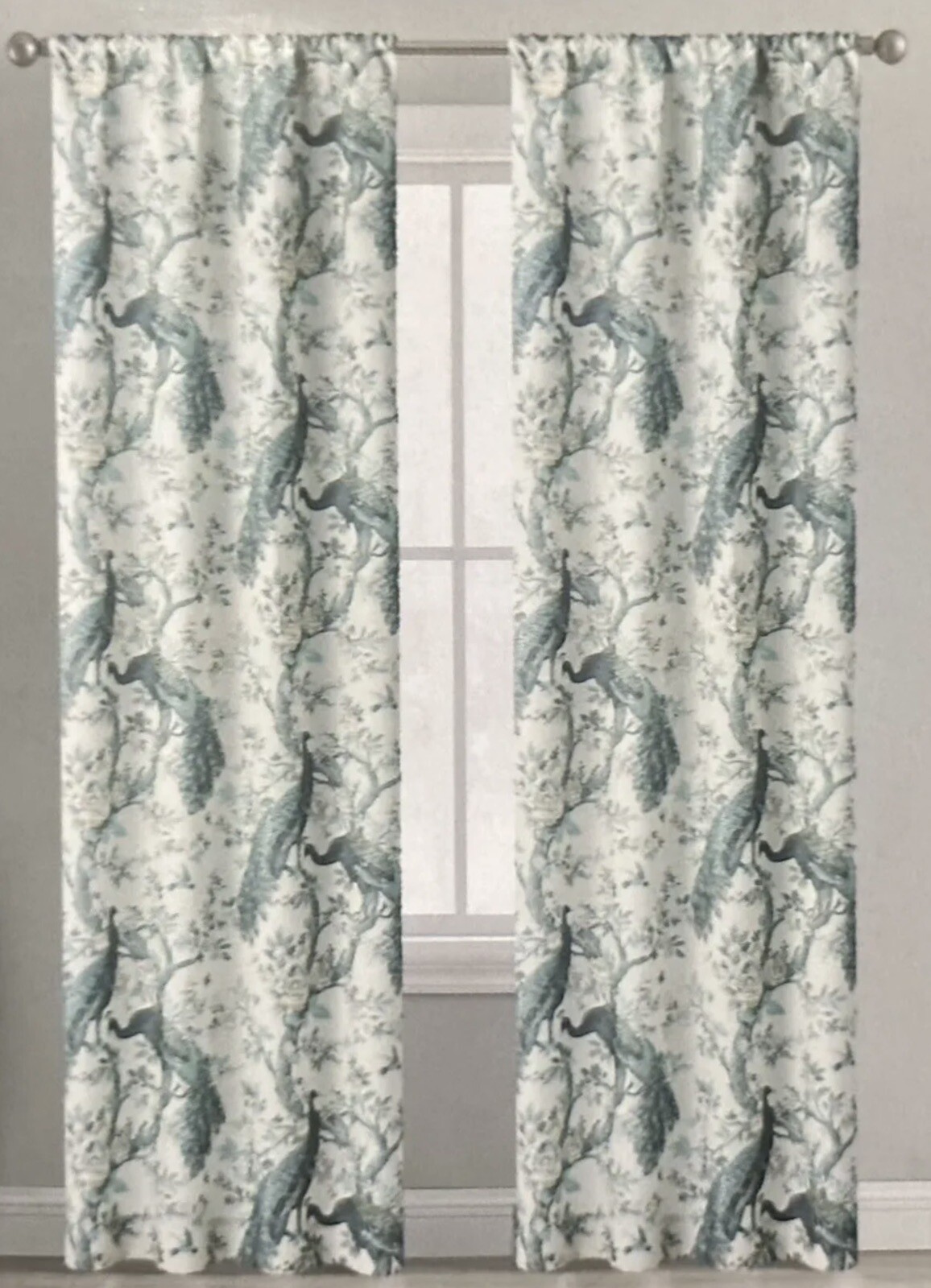 Laura Ashley Belvedere Peacock 2 PC Curtain Panel Set Turquoise 38 x 96 Curtains