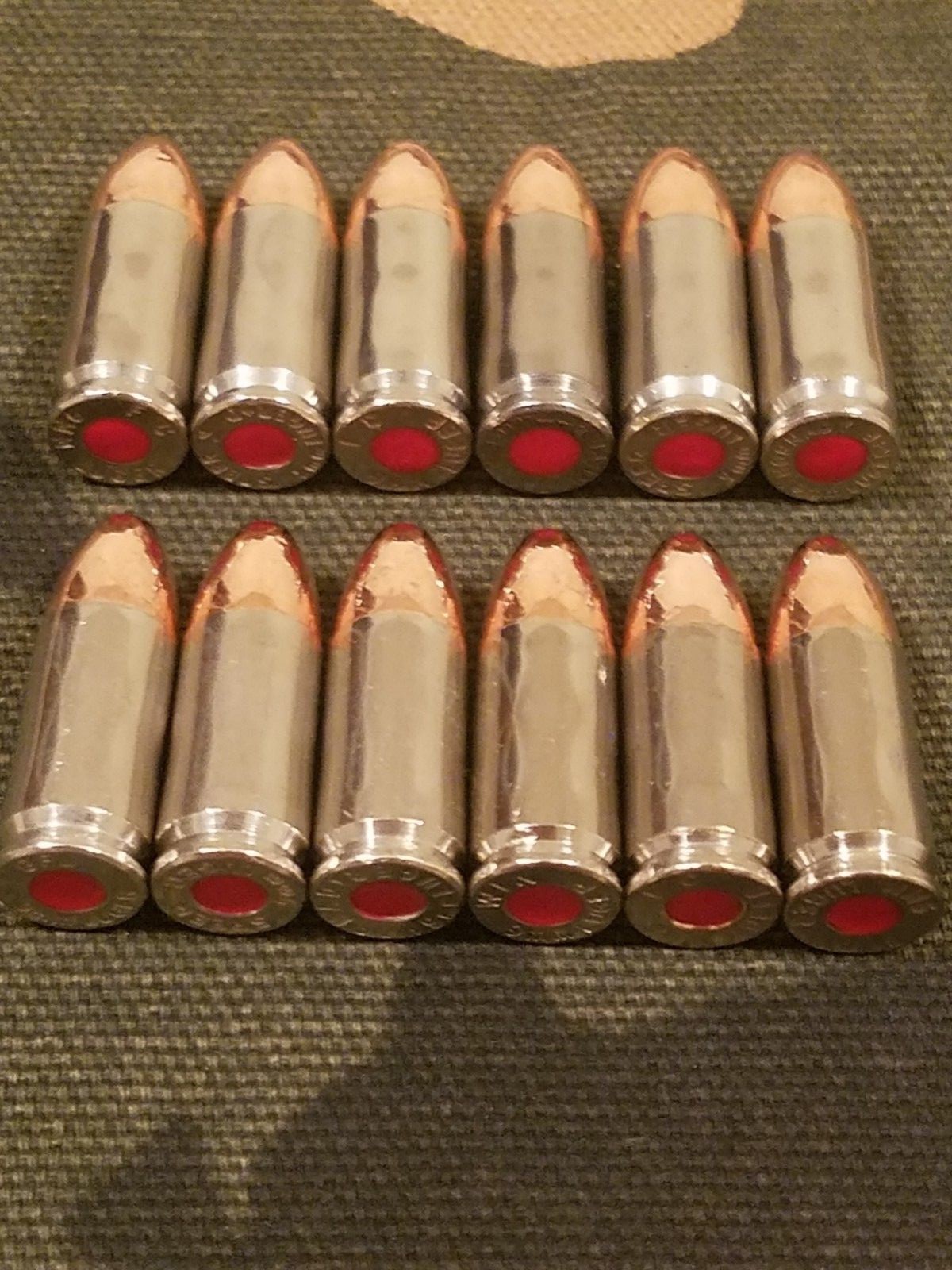 9MM LUGER SNAP CAPS SET OF 12 (NICKEL) REAL 115GN WEIGHT!!!