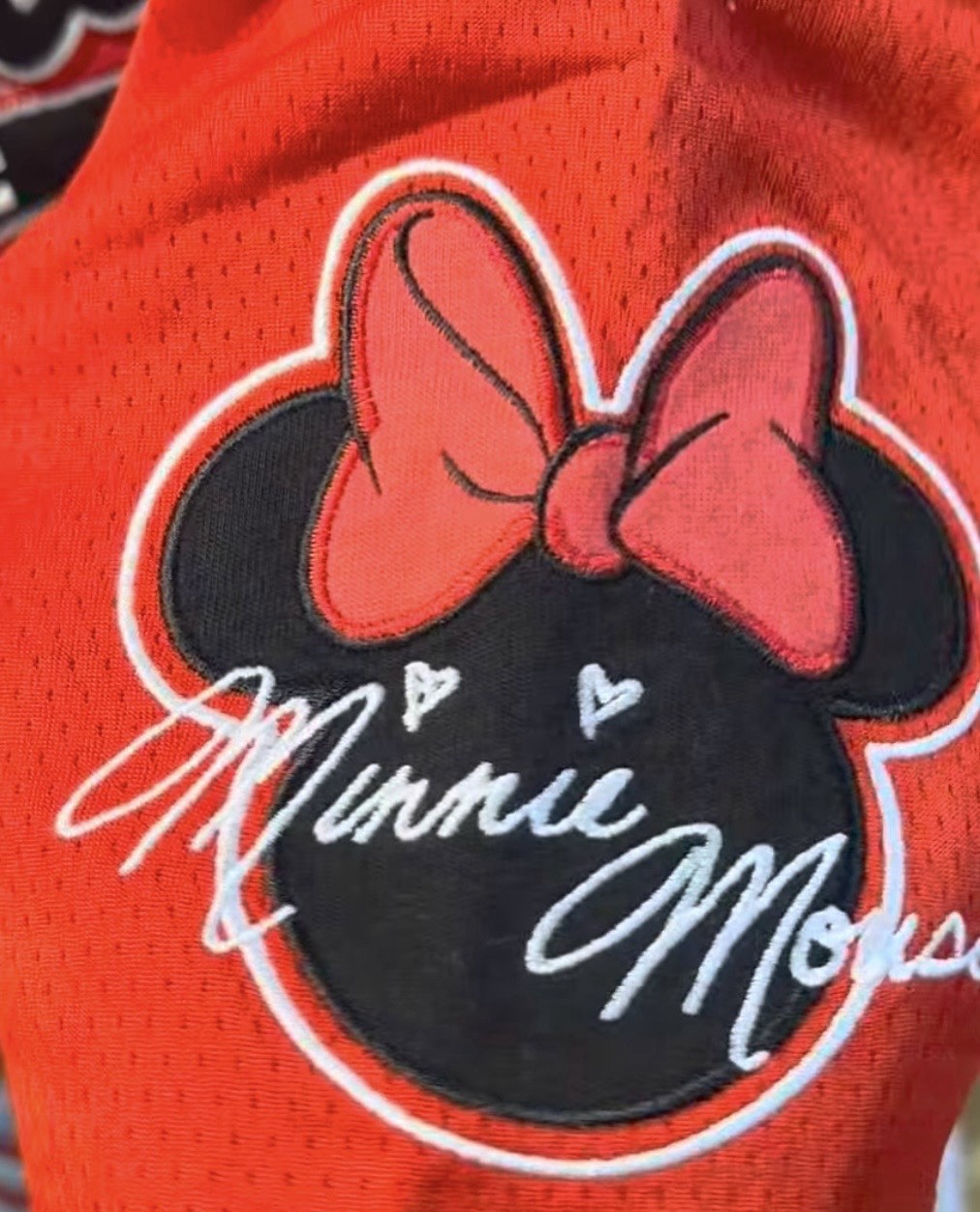 NWT Disney Parks Minnie Mouse Red Bow Baseball Jersey True Original 28 Large L