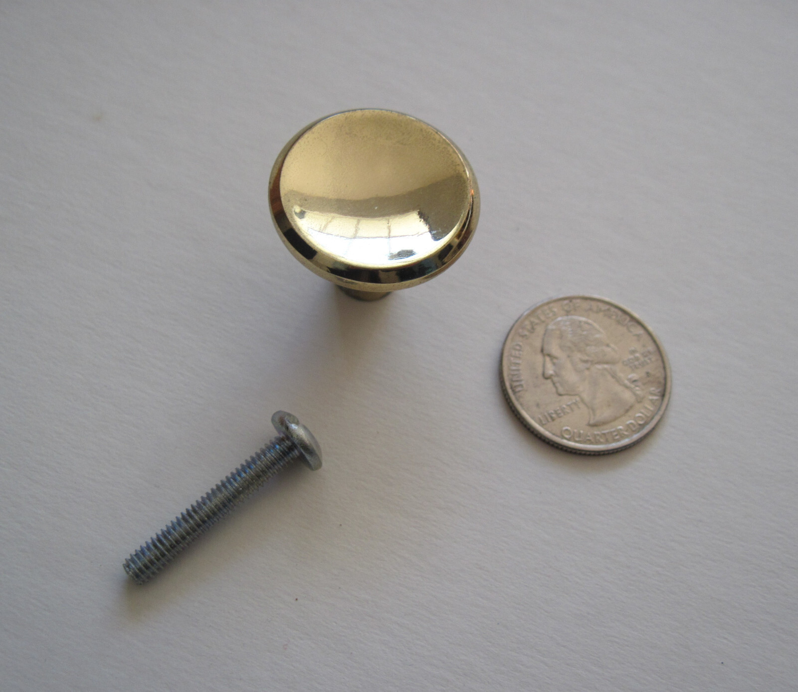 5 (+more) MCM Concave Vtg Polished Brass Knobs NOS Amerock 1" Round Small T-551