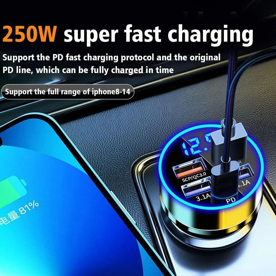 4 USB Port Super Fast Car Charger Adapter for iPhone Samsung Android Phone LOT