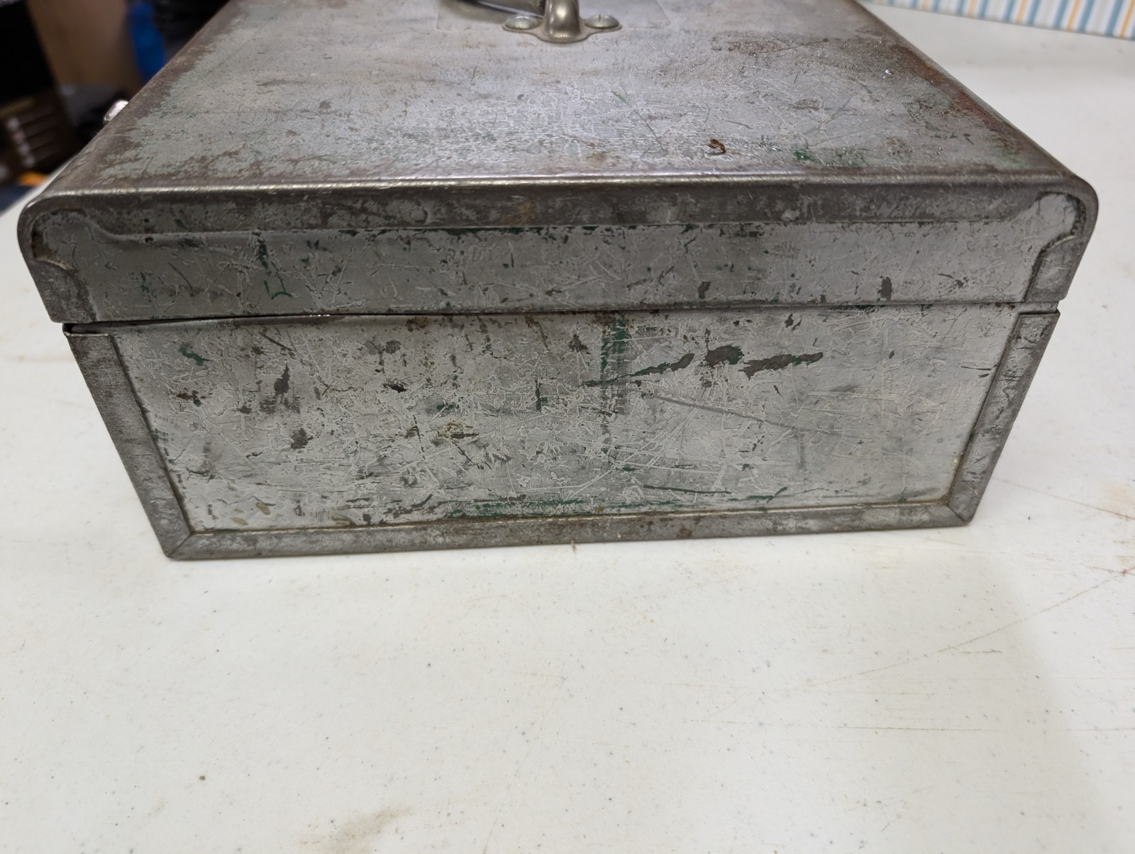 Vintage Metal Toolbox with 50+ assorted lot of tools