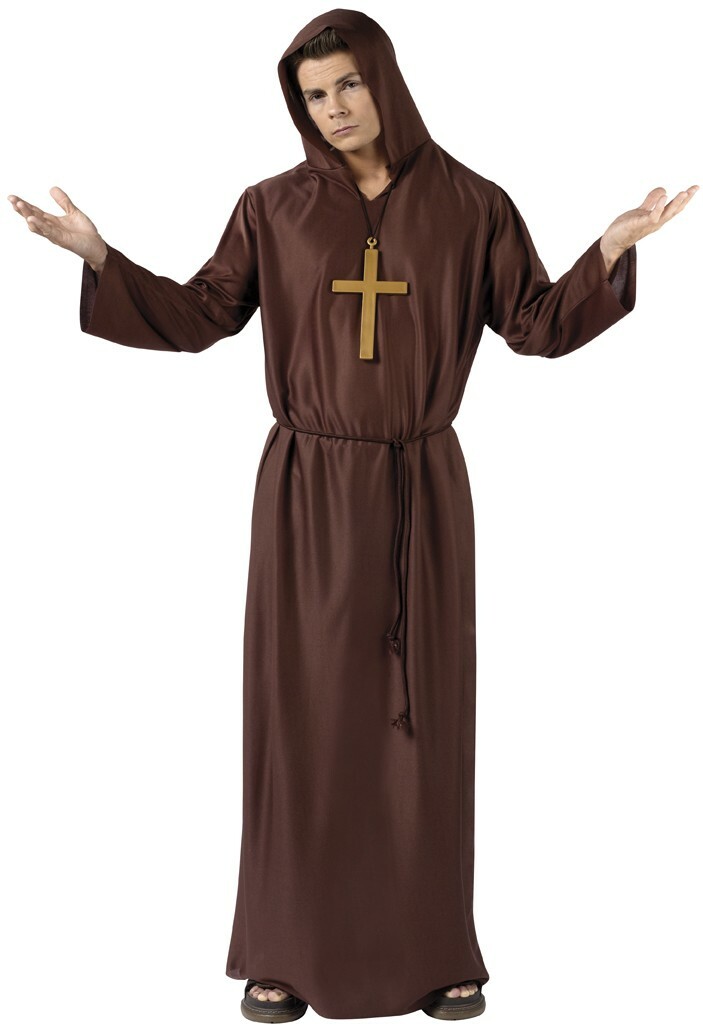 NEW Monk Costume Adult Standard Size Halloween Costume Hooded Robe & Belt