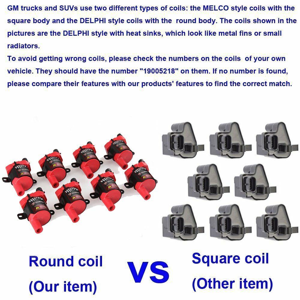 8 Red High Performance Ignition Coils Pack For GMC Chevy C1251 D585 4.8/5.3/6.0L