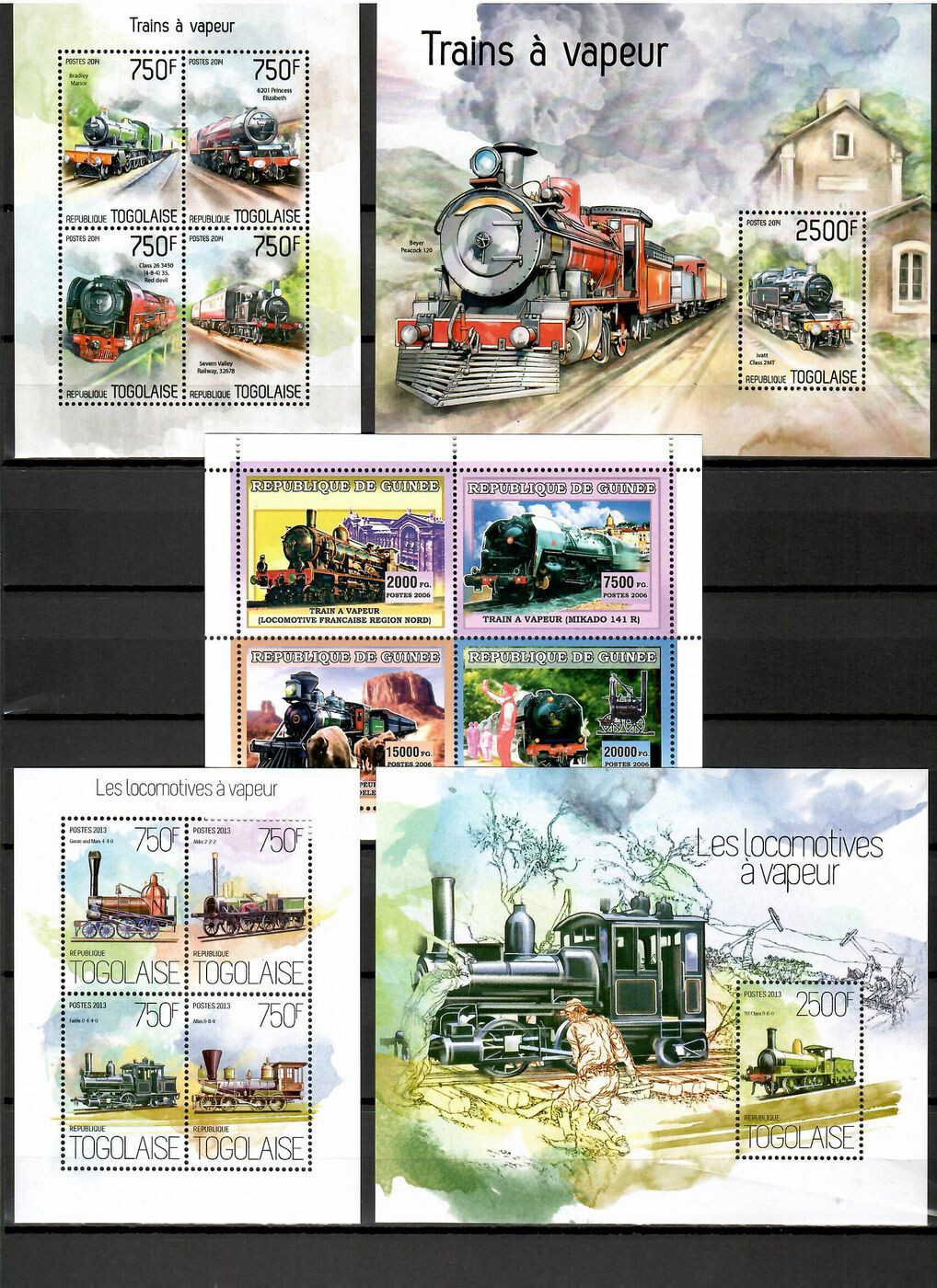 Steam locomotives trains railway 50 sheets MNH Collection [1] until 2014 #CNA162