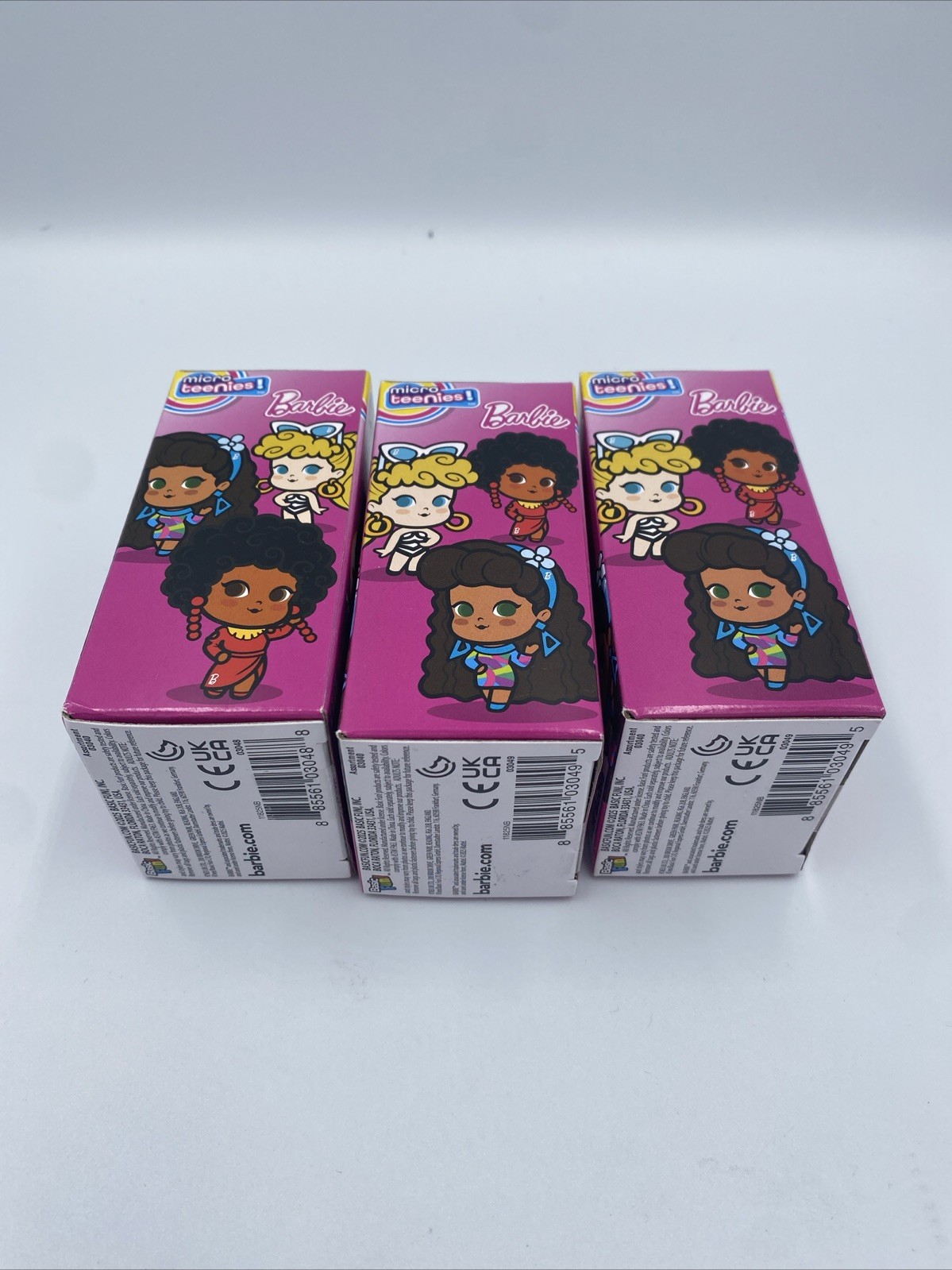 Set of 3 Barbie Micro Teenies Plush Basic Fun 1- 1st Black 2- Totally Hair New