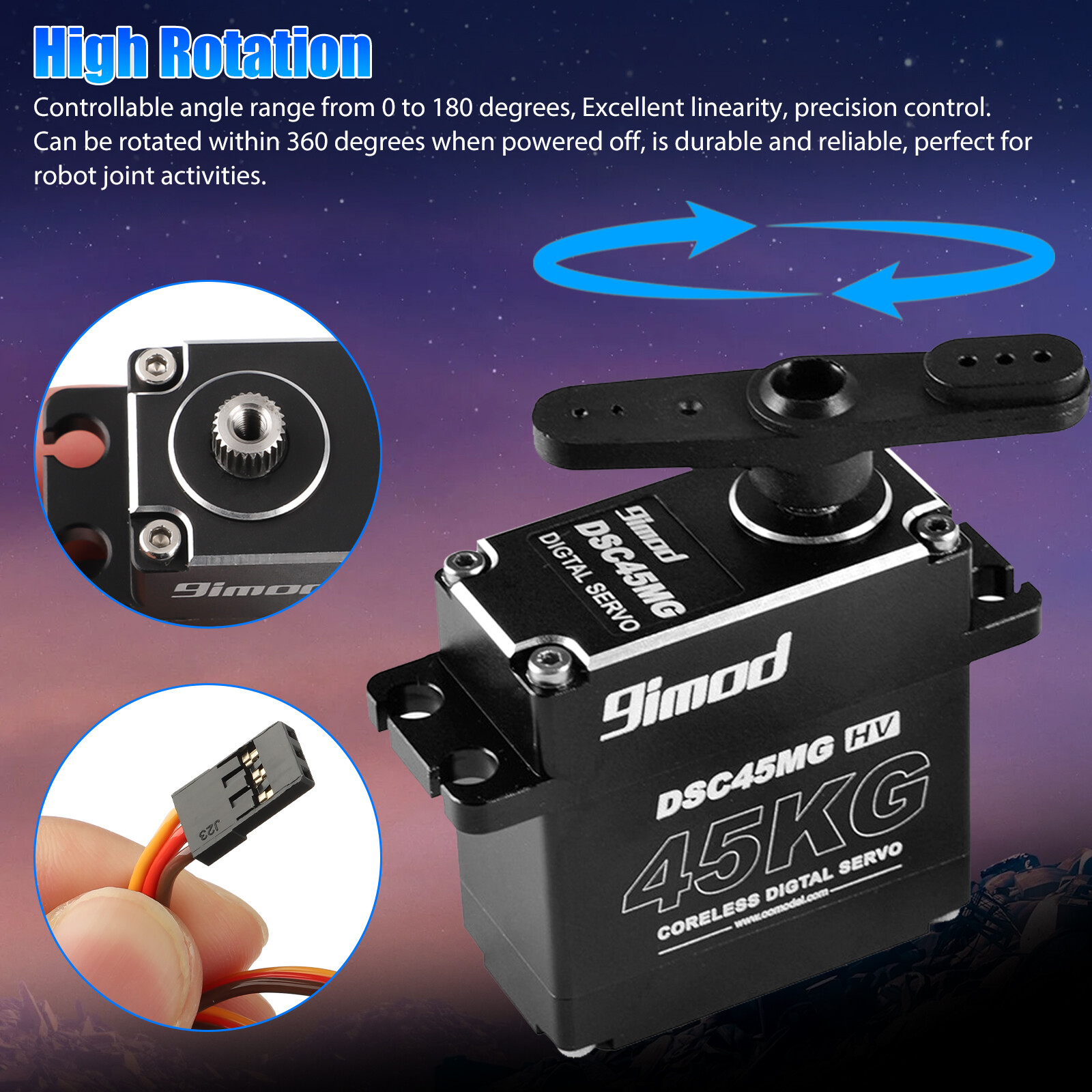 45KG Waterproof Digital Servo Metal Gear High Torque &Speed Steering for 1/10 RC