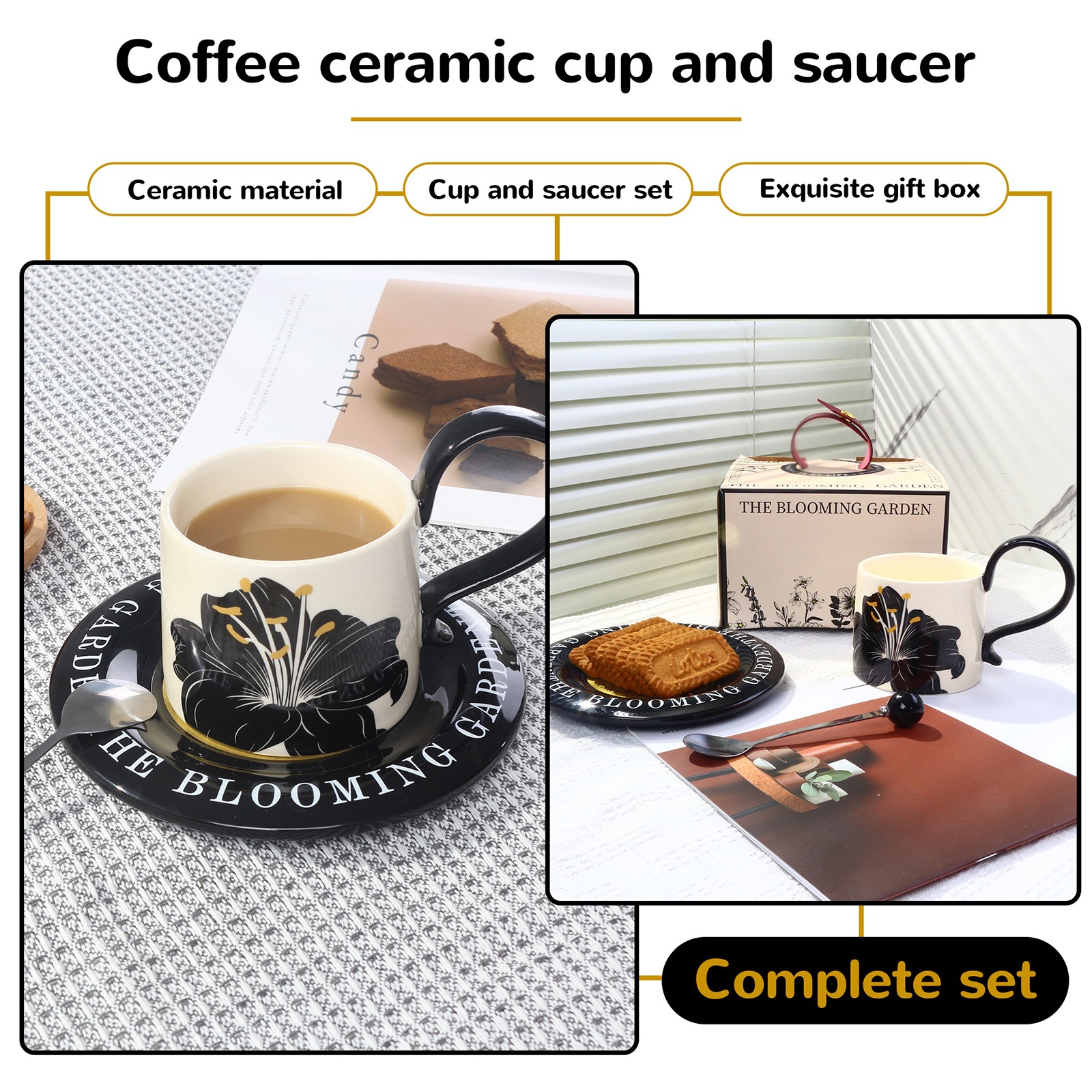 Ceramic Coffee Mugs Retro Style Afternoon Tea Mugs for Home Use, White