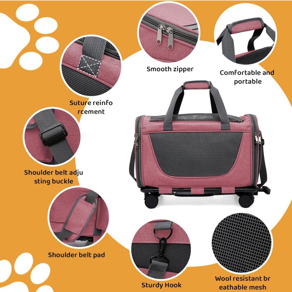 pet stroller pet bag Trolley Wheels Dog Cat Traveling Camping