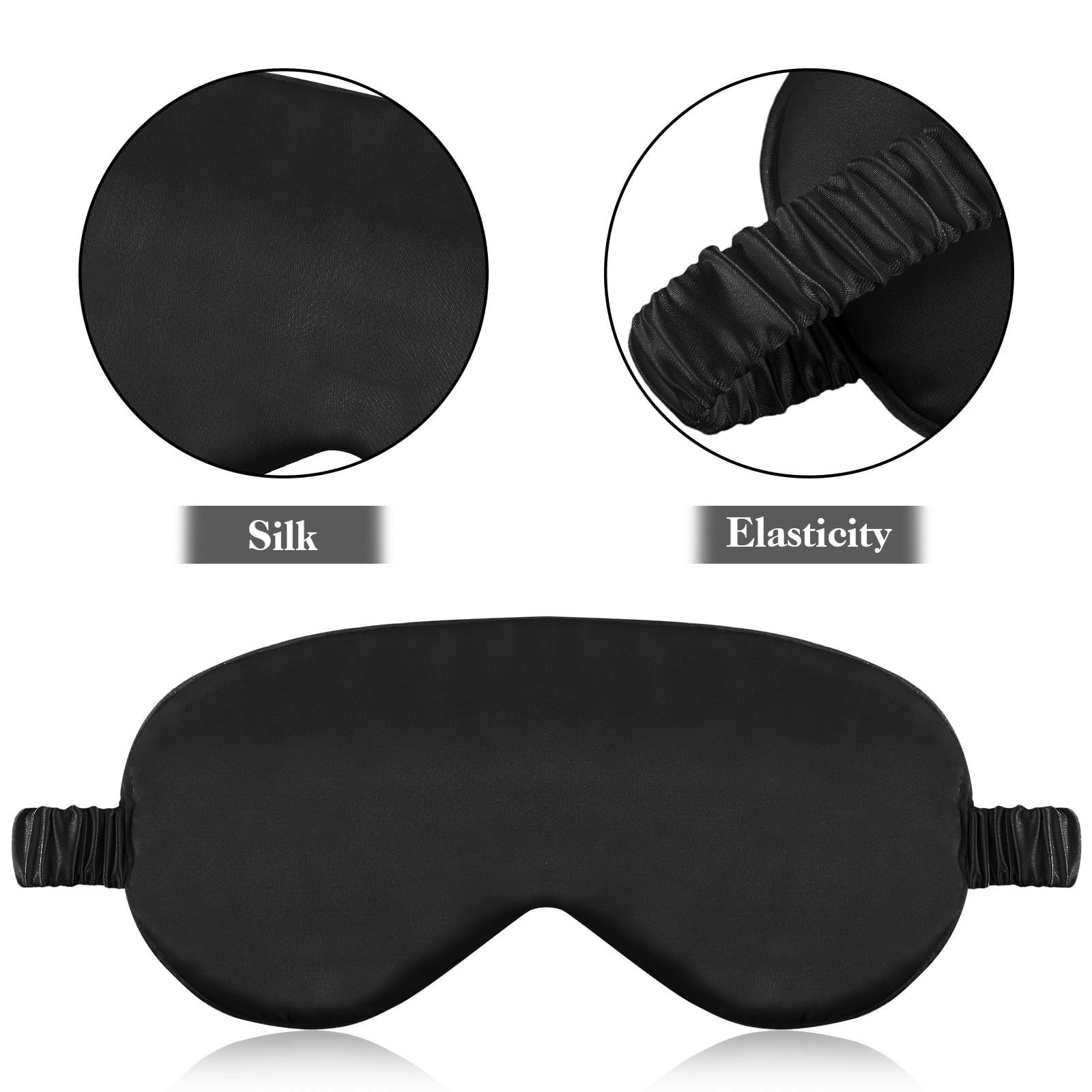 2 Pack Sleep Mask Silk Eye Cover for 1 Count (Pack of 2), Black