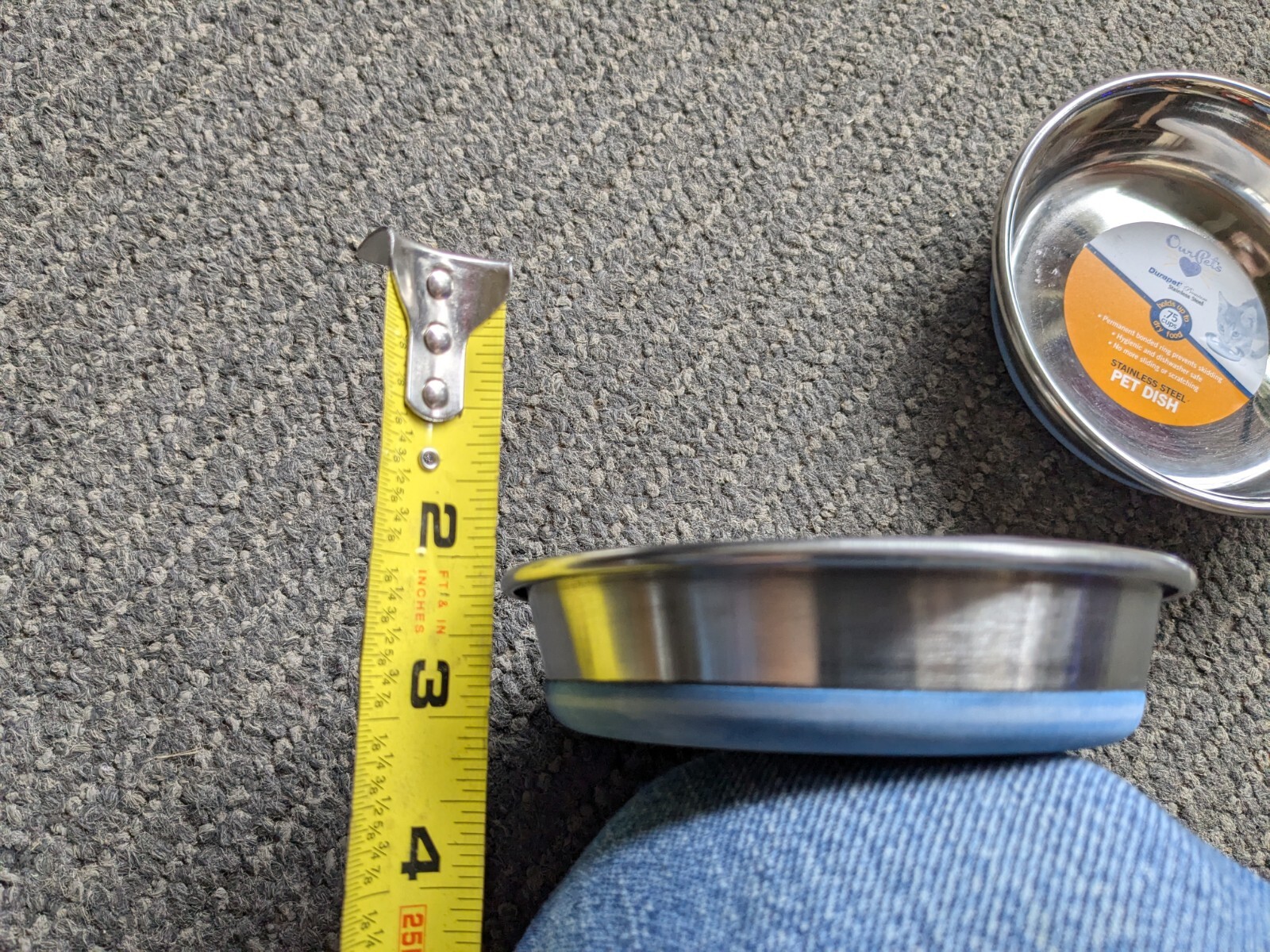 OurPets Durapet NO SKID Stainless Steel Food and Water CAT Bowl 6 ounce - 2 Pack