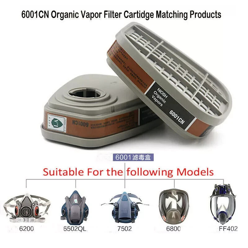 6001CN Organic Vapor Respirator Filters Cartridge For 6200 6800 7502 Gas Mask