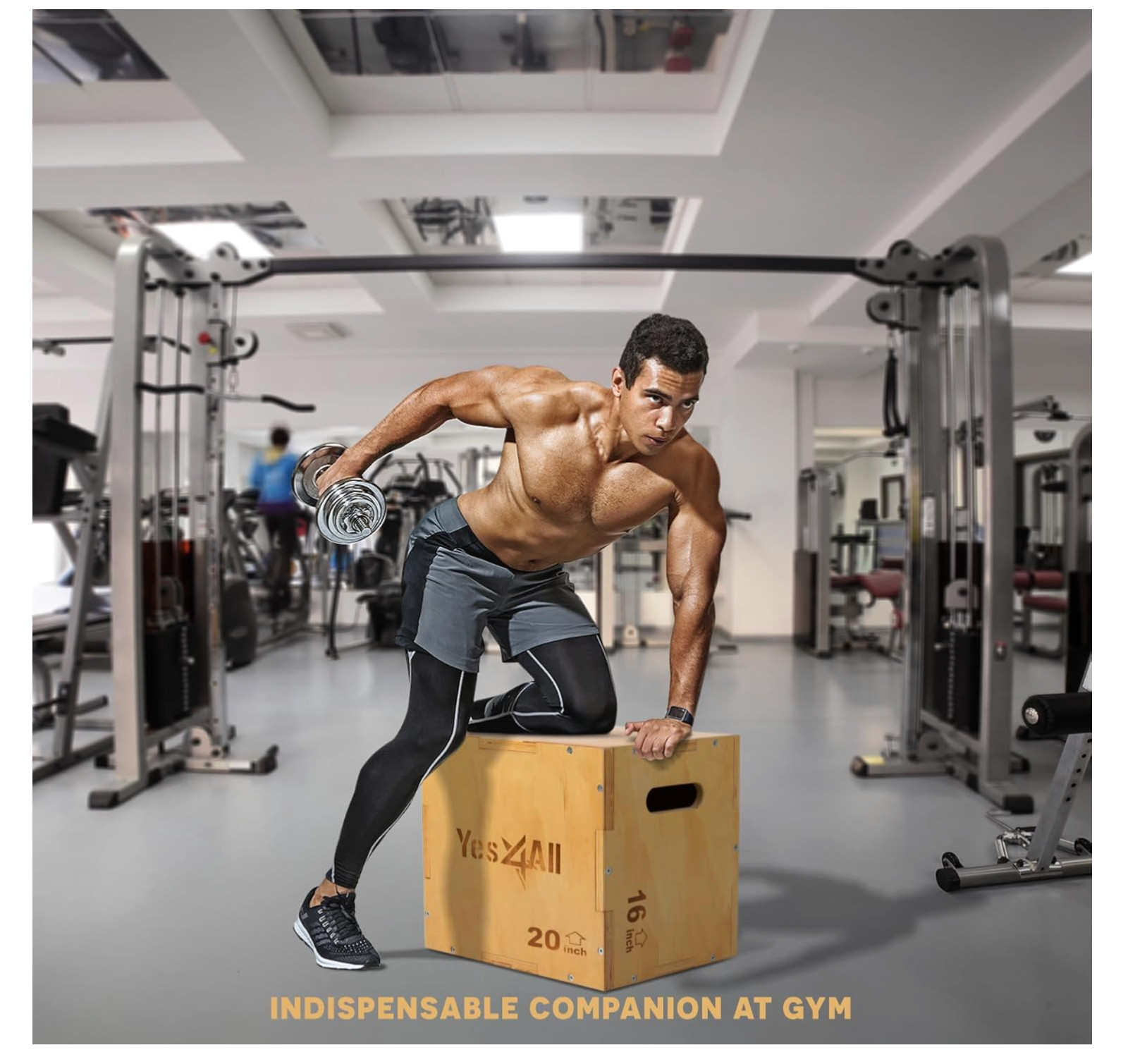 Yes4All 3 in 1 Wooden Plyo Box 24" x 20" x 16" Holds Up to 450lbs for Gym - New