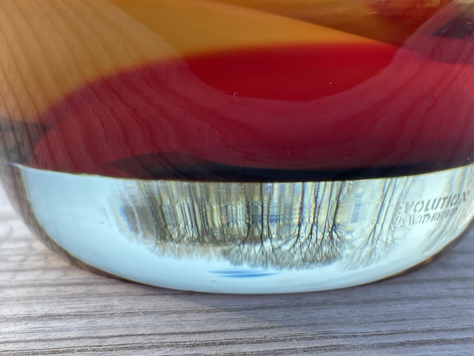 Waterford Evolution “Red Sea” Crystal Amphora Art Glass Vase, swirl design