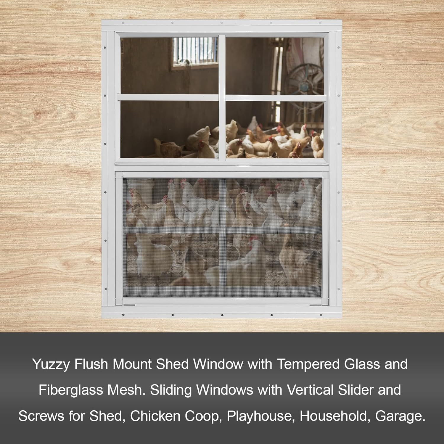 24" X 36" Shed Windows with Tempered Glass and Fiberglass Screen, 2 Pack Small S