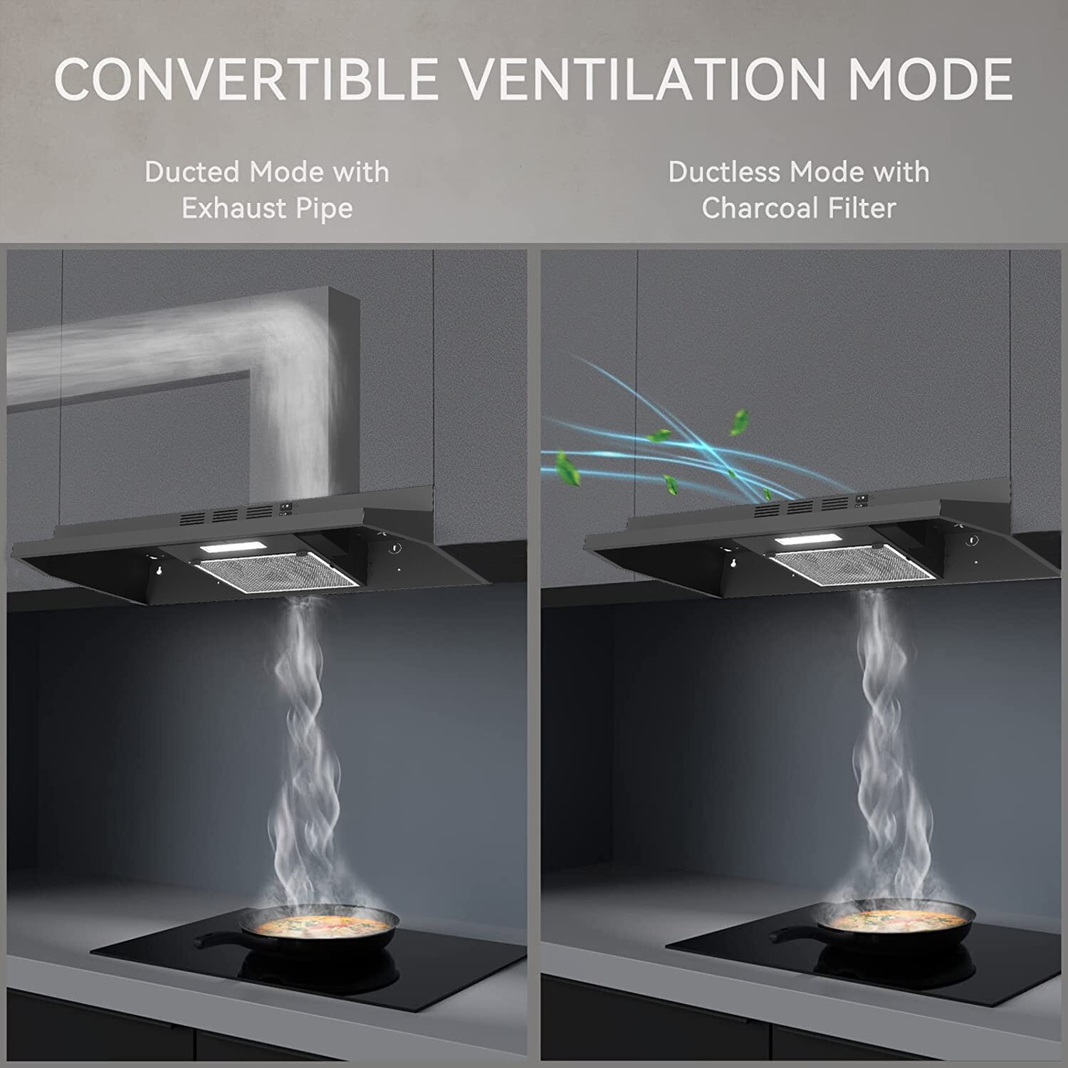 30in Under Cabinet Range Hood 230CFM Ducted/Ductless Kitchen Cook Fan w/LED New