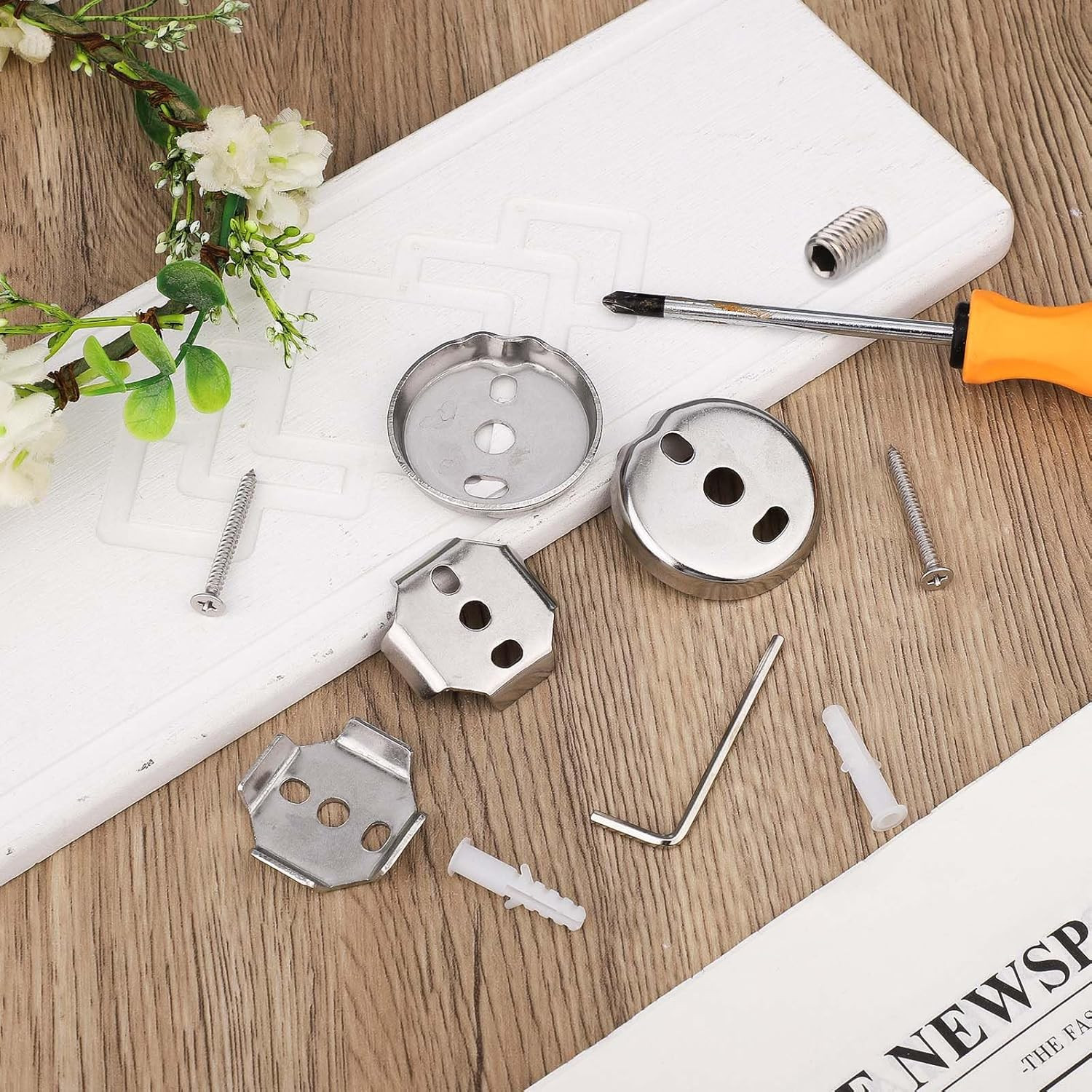 15Pcs Towel Bar Replacement Parts Set Kit, Stainless Steel Shower Bathroom Towel