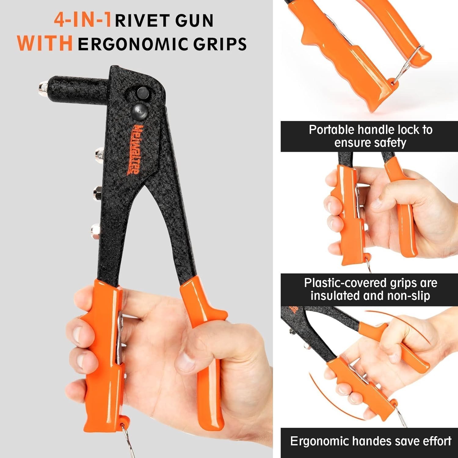 Heavy Hand Riveter Rivet Gun Professional Pop Rivet Gun Kit with 200pcs Rivets