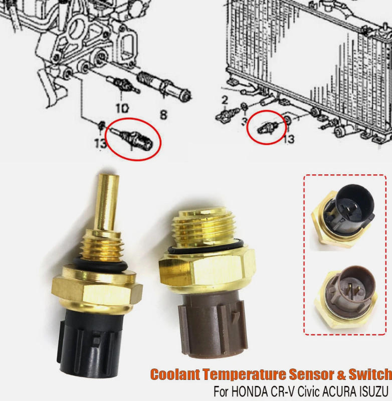 ✅Set of 2 Cooling Fan Switch Coolant Temp Sensor for Honda Accord CR-V CRV Civic