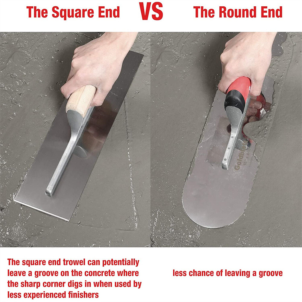2PC Stainless Steel Trowel Set With16'' x 4-1/2'' & 14'' x 4'' Finishing Trowels