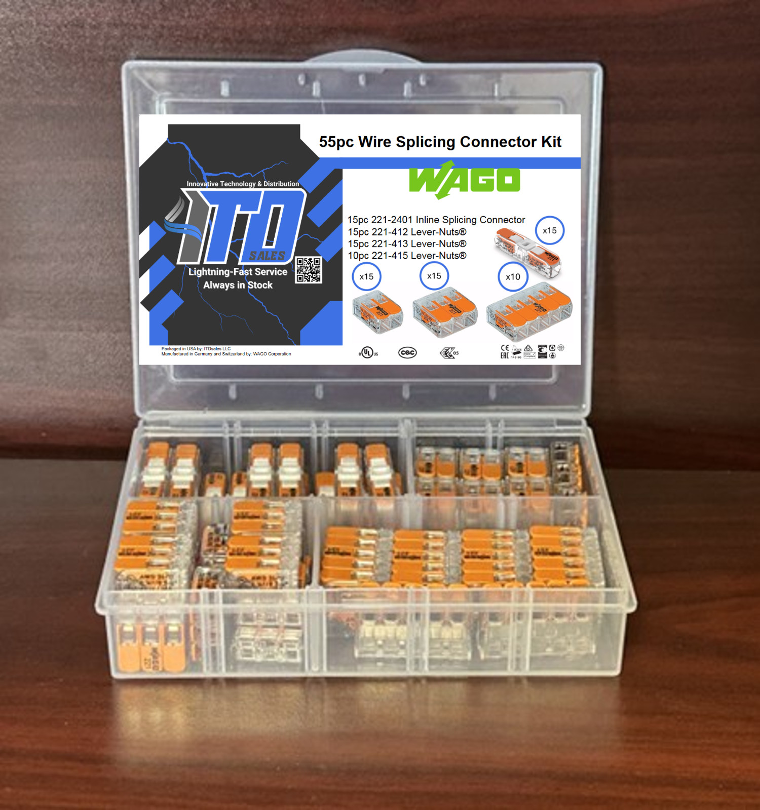WAGO Lever Nuts 55pc Wire Splicing Connector Kit with Case