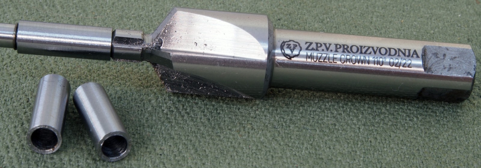 Muzzle Crowning tool, Cuts perfect 110 degree angle 22cal, 223 pilots