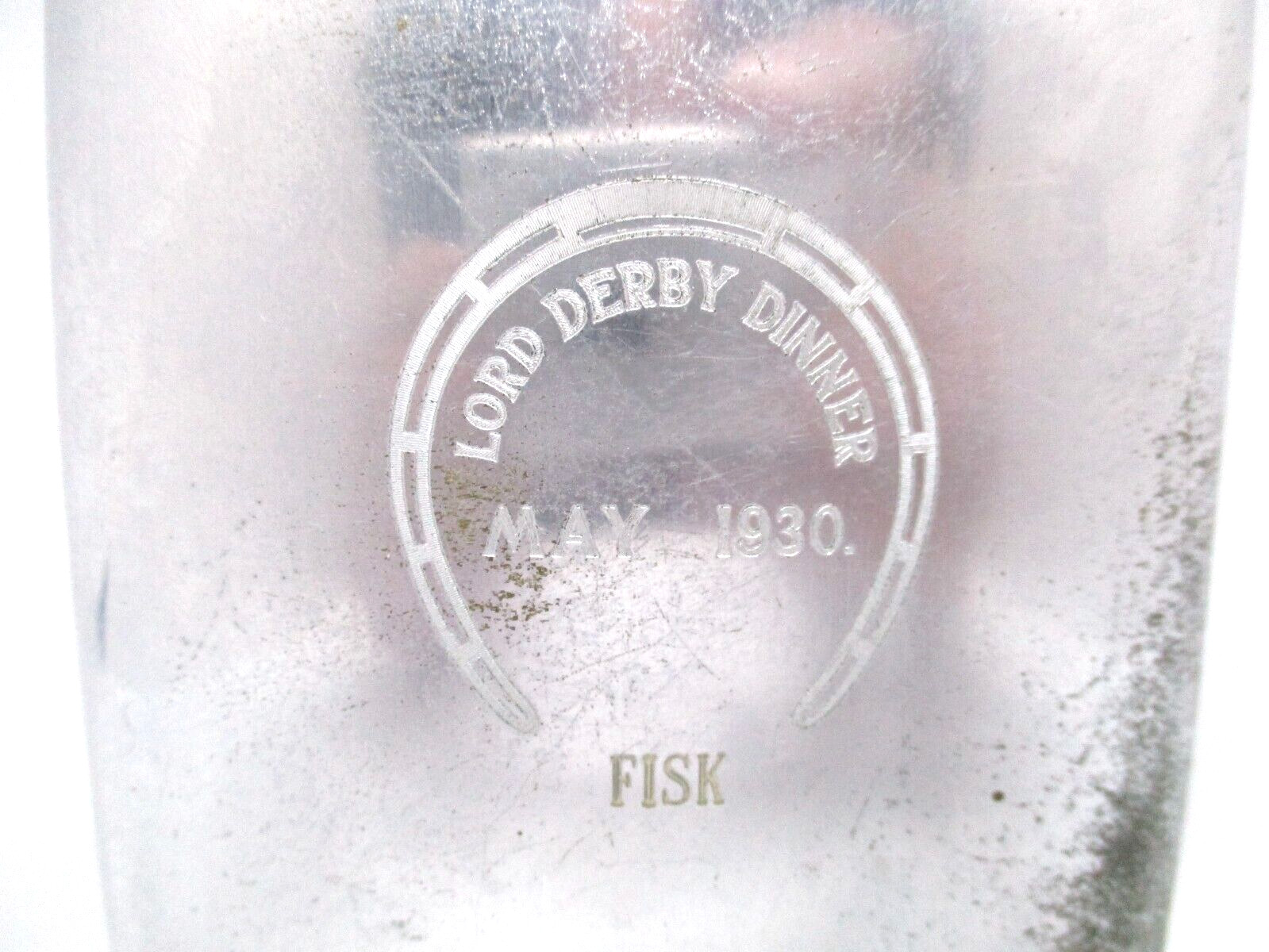 Antique Lord Derby Dinner May 1930 Silverplate Flask