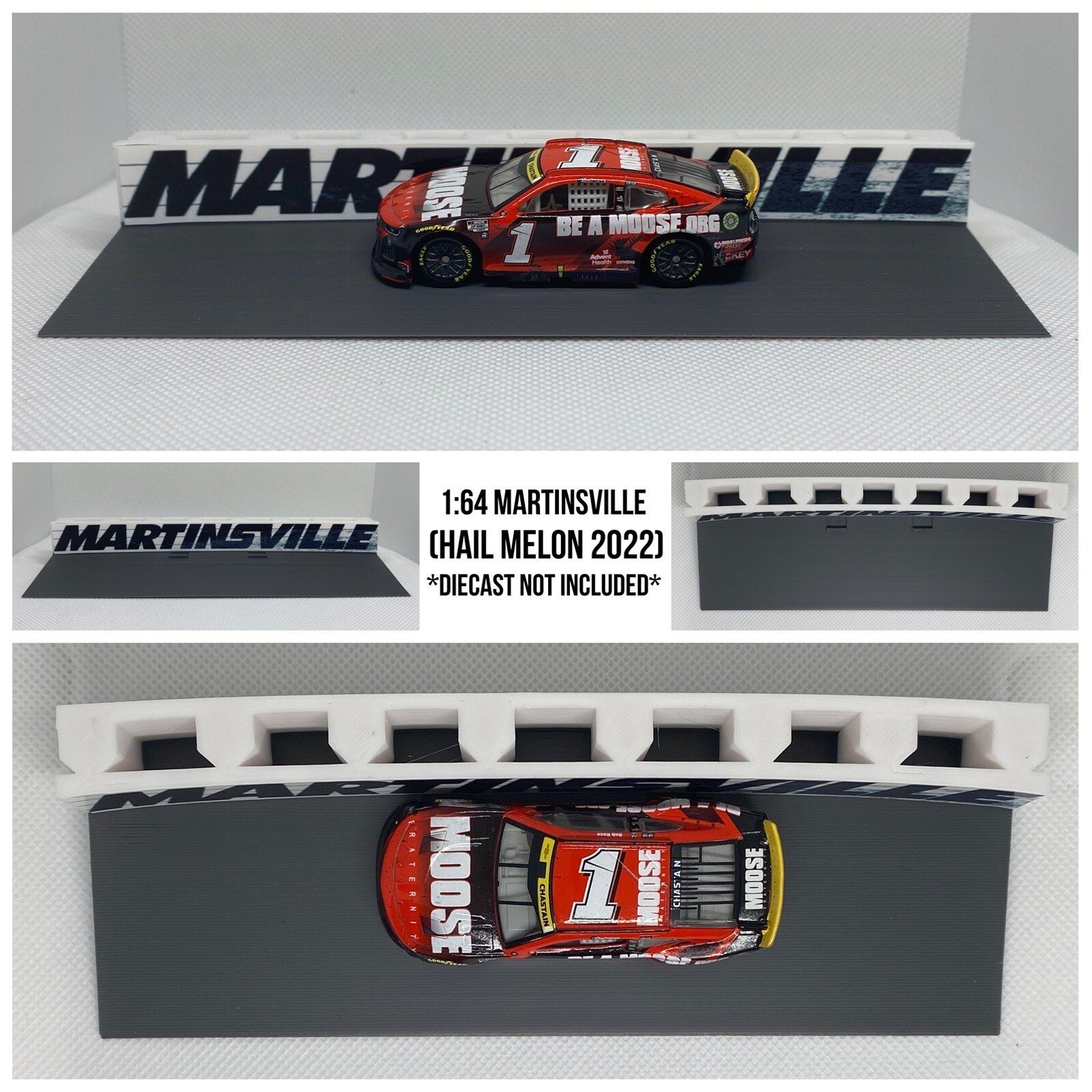 Nascar Hail Melon Ross Chastain Wall Die Cast Display 1/64 Martinsville Track