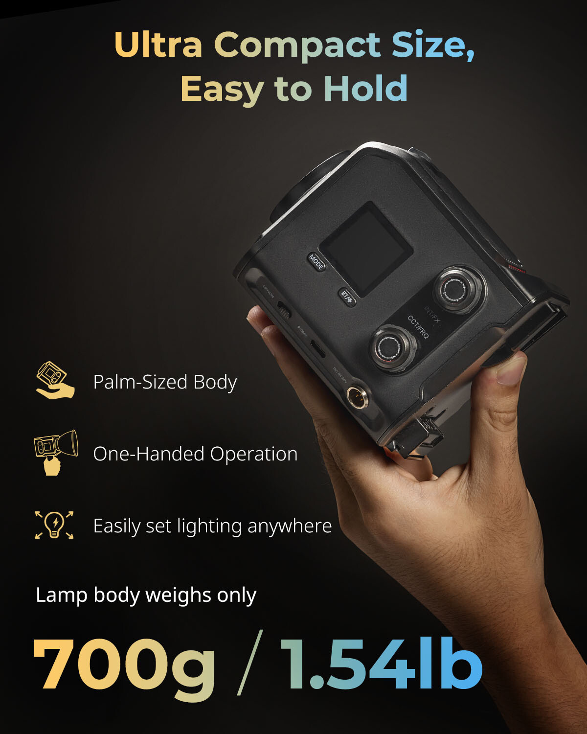 SmallRig RC 100B COB Video Light with Handle, Bi-Colour Video Light 2700K-6500K