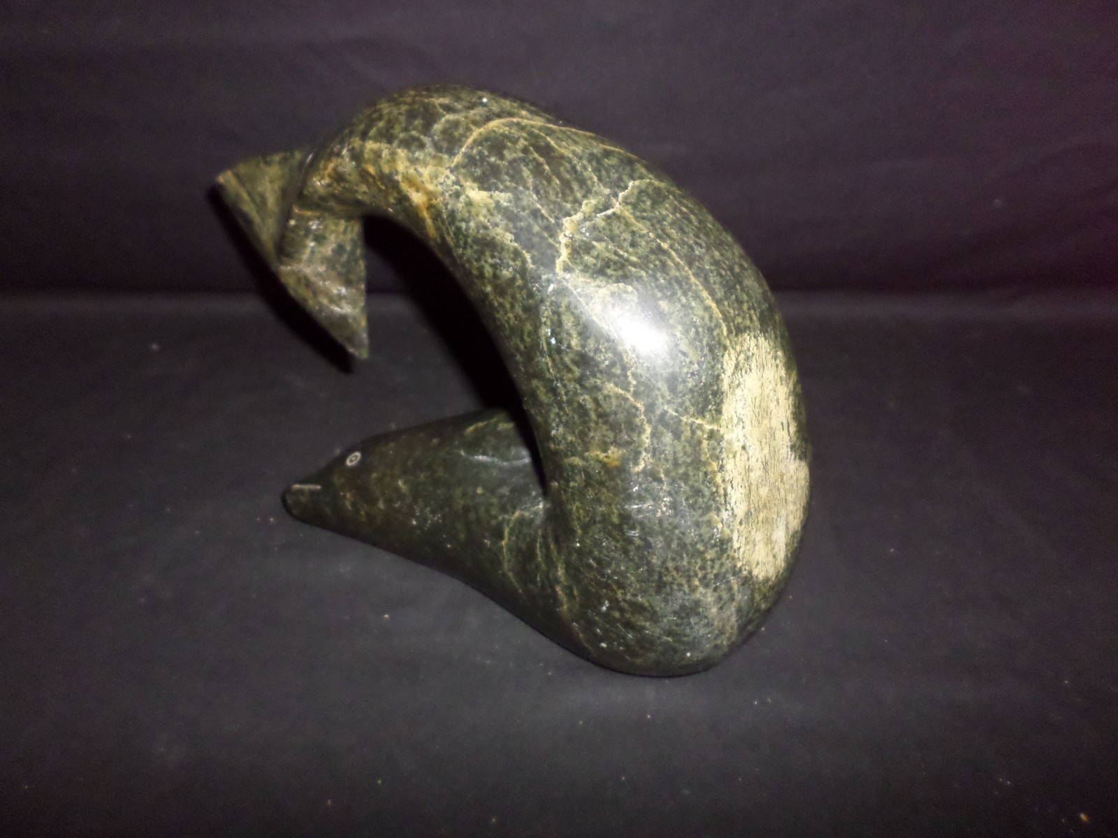 Fine Antique Native American Alaskan Cape Dorset Carved Serpentine Whale 10lb