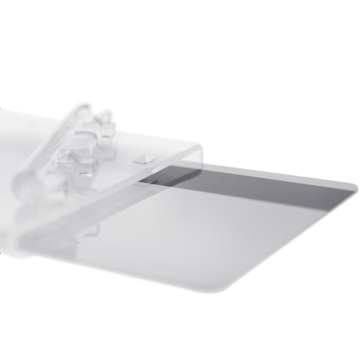 Clear Horizontal Permanent Locking ID Card Badge Holder - HD Hard Rigid Plastic