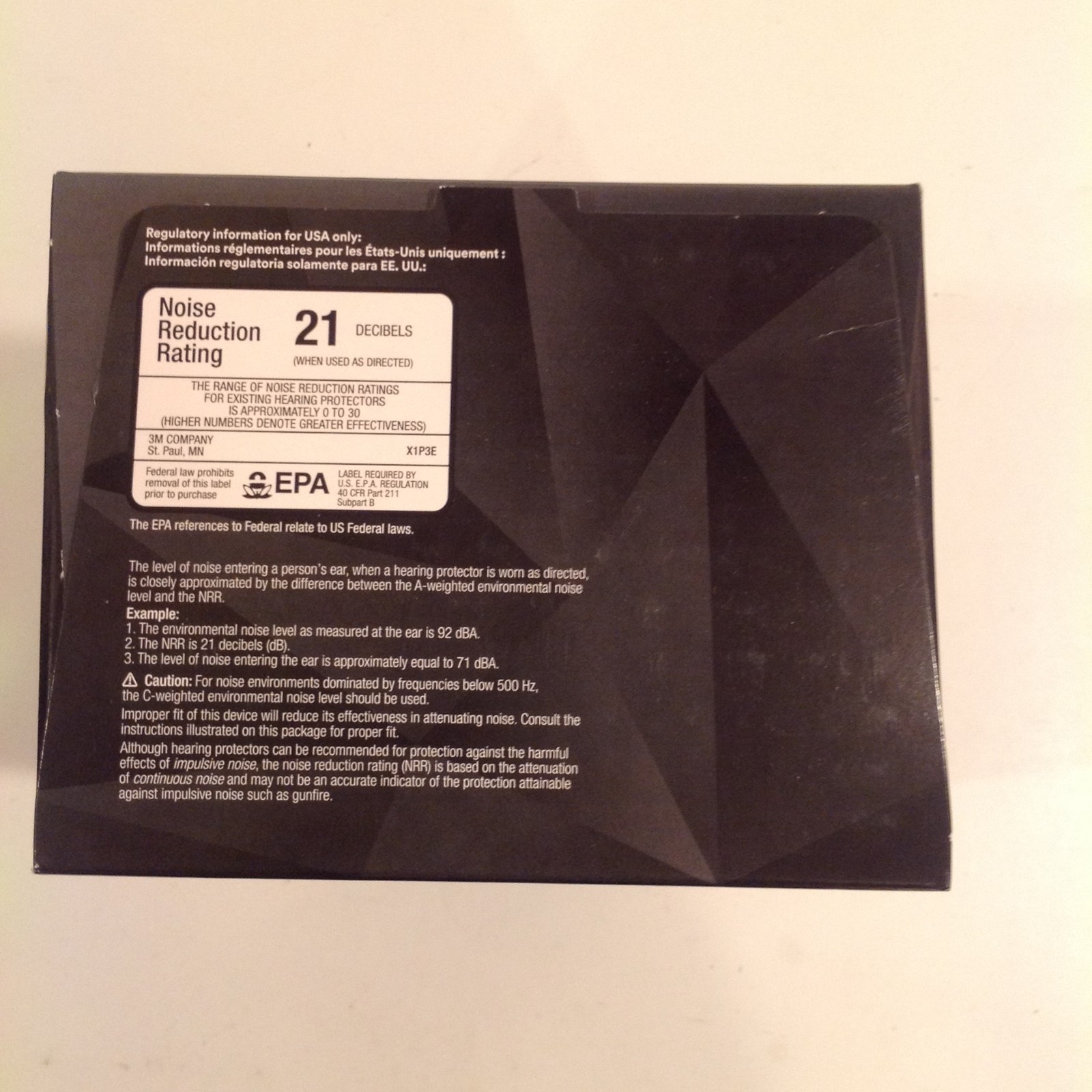 3M Peltor X1 Series Hard Hat Attached Ear Muffs X1P3E Cap Mount NRR 21dB Black