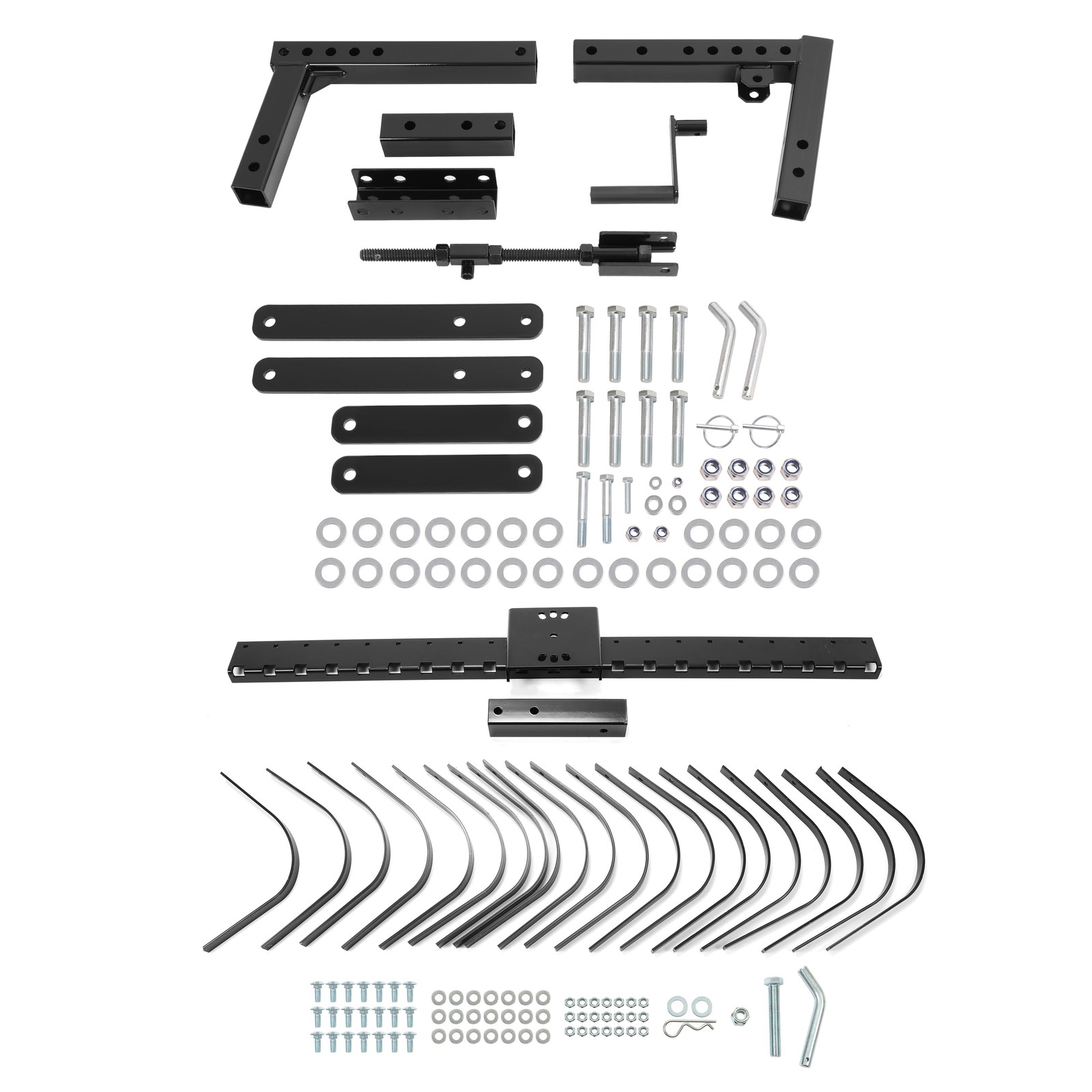 Adjustable 3 Point Landscape Rake + 1 Point Hitch Lift for Tractor Soil Lawn ATV