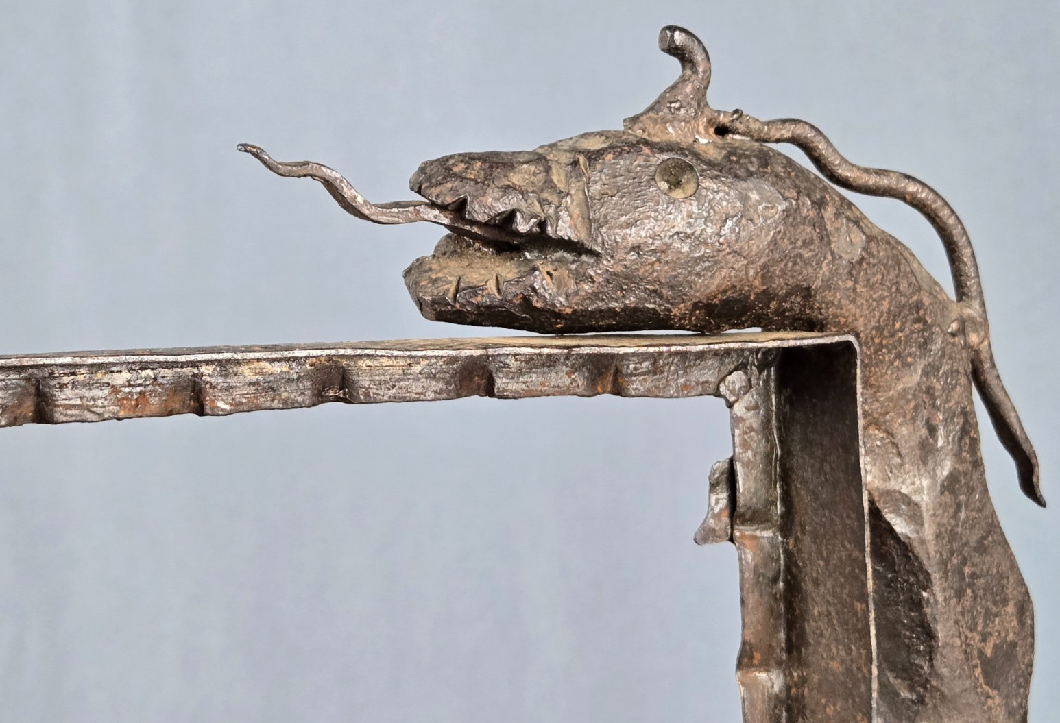 Antique gothic wrought iron dragon/serpent picture frame, hand forged