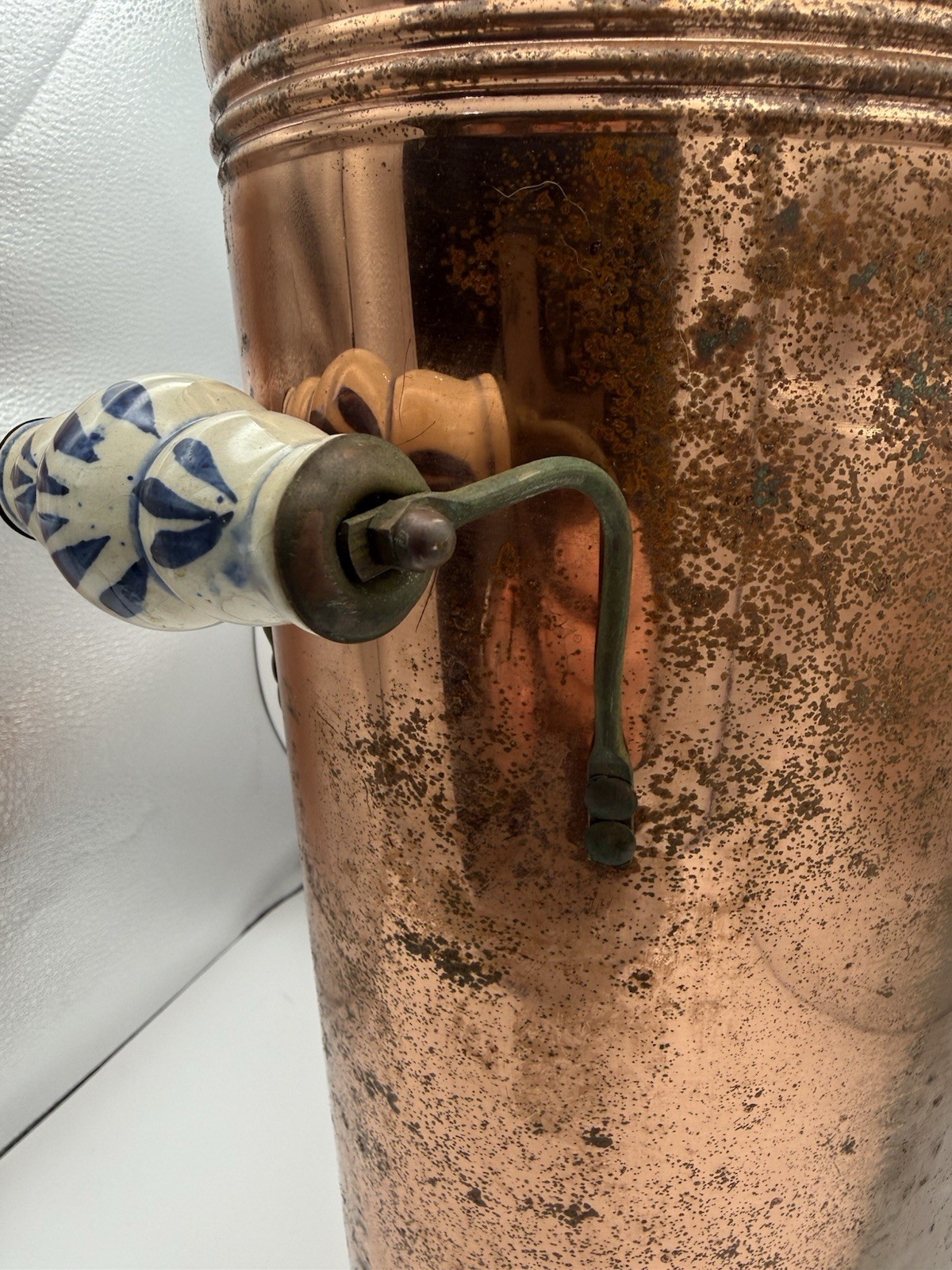 Vintage Umbrella Stand With Delft Style Handles Copper Plated