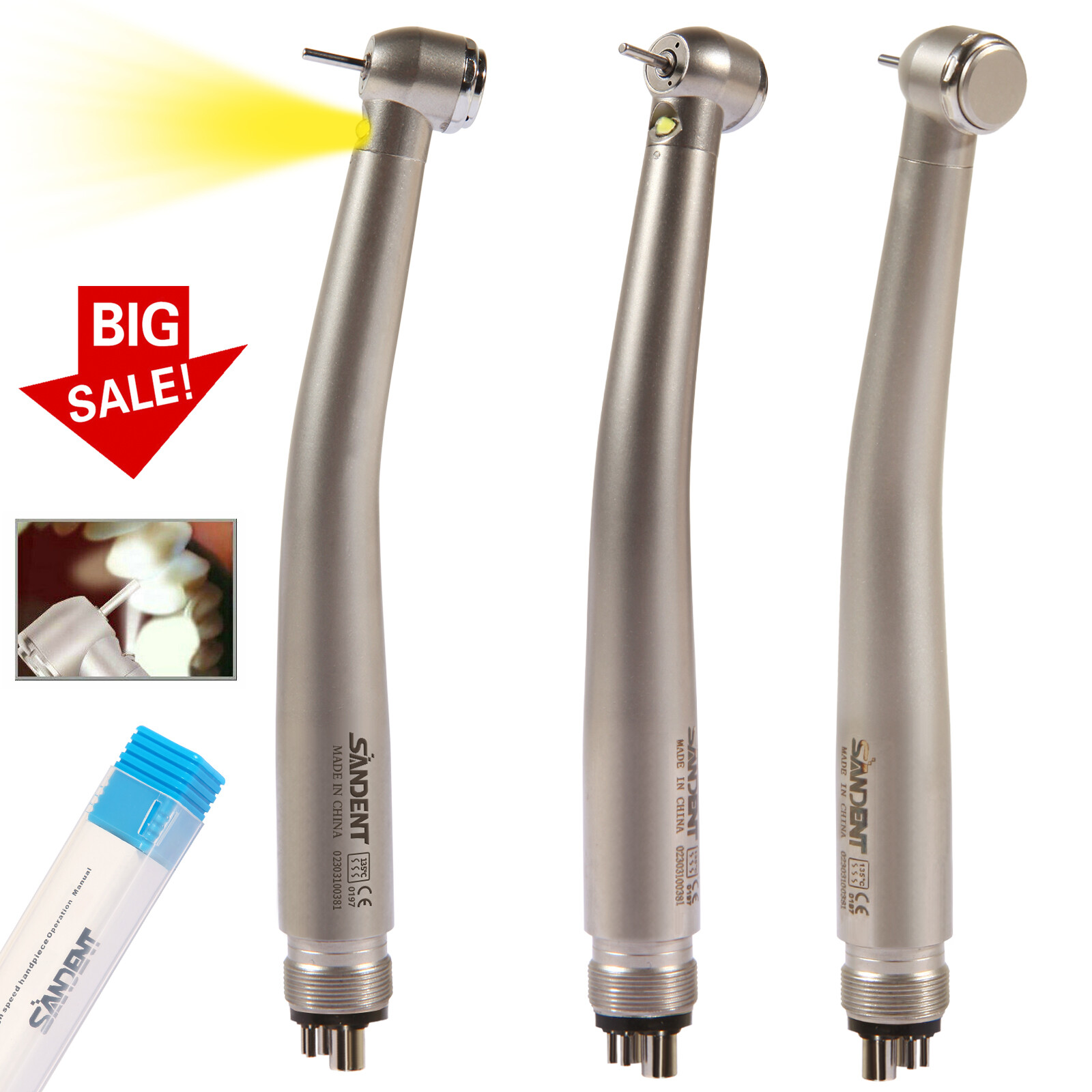 Dental LED E-generator High Speed Handpiece with Light 4 Hole For NSK Drill
