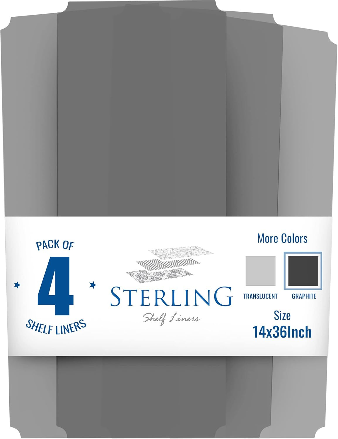 Sterling Shelf Liners for Wire Shelf System: Set of 4 in Graphite: 14 X 36 Inch