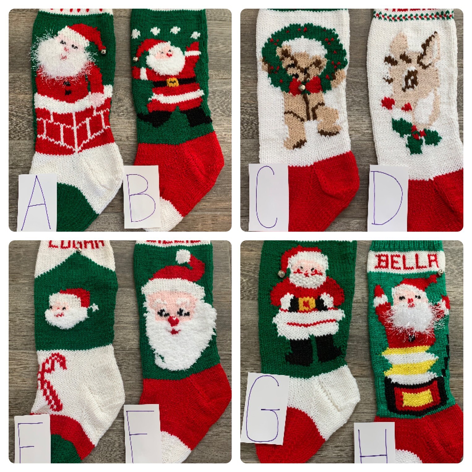 Hand Knit Christmas Stocking~24" long Choose design & Name
