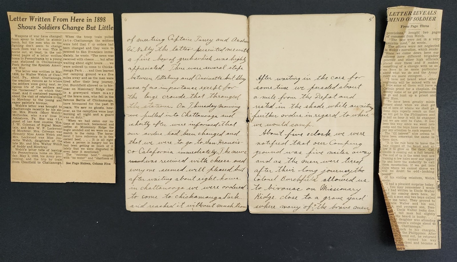 1898 antique DIARY SPANISH AMERICAN WAR soldier 20 pages military