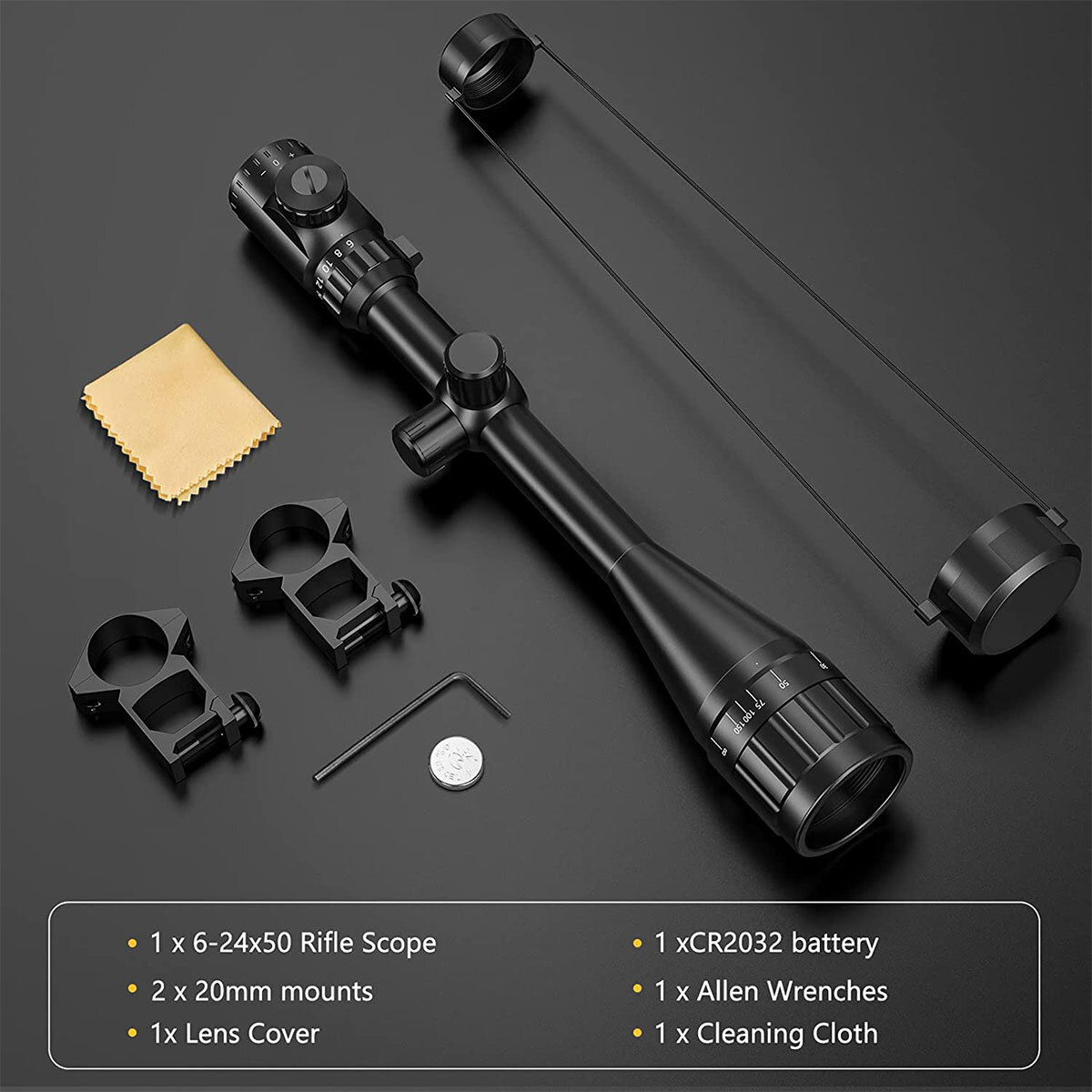 6-24x50 Hunting Rifle Scope Rangefinder Iilluminated Reticle Optics AirGun Scope