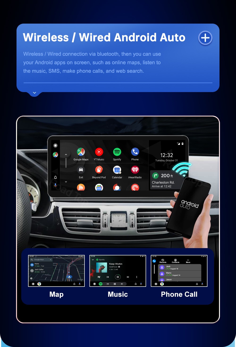 12.3"Android Auto Carplay Screen for Mercedes Benz E Class W212 2012-2015 NTG4.5