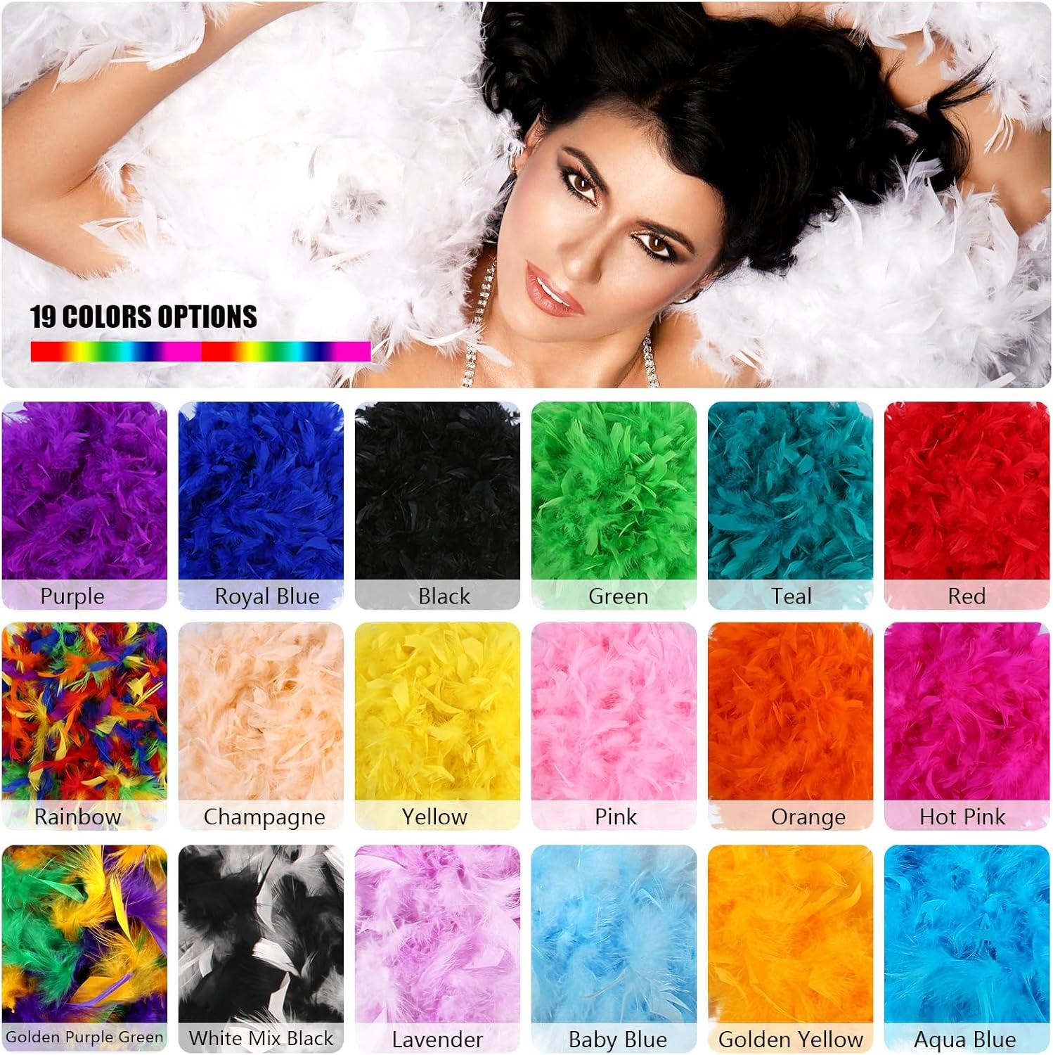 THARAHT Chandelle Feather Boa 19 Color-38g/55g100g 2Yard Dancing Wedding Pink