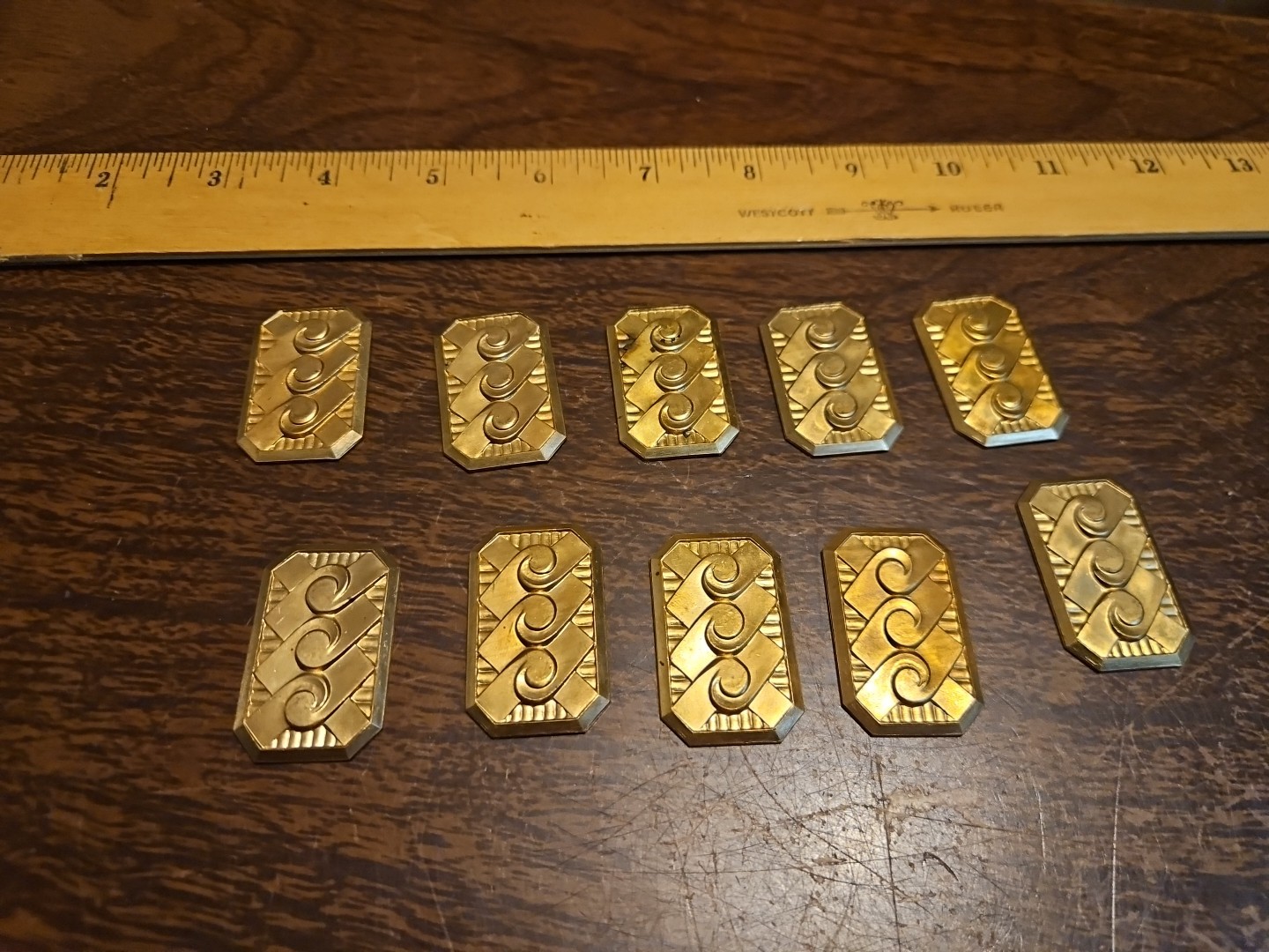 Lot Of 10 Geometric Bar France Vintage 60s Brass Stampings Findings Jewelry