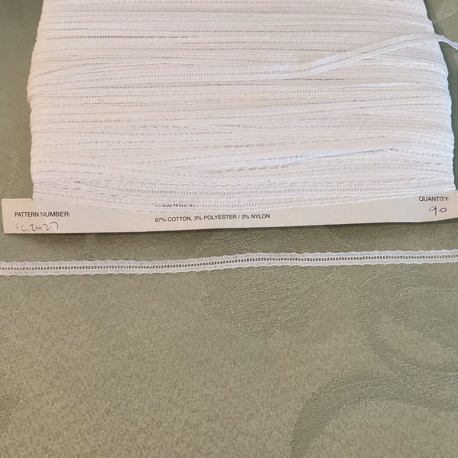 1/4” White Flat English Cotton Ribbon Insertion Trim #2427