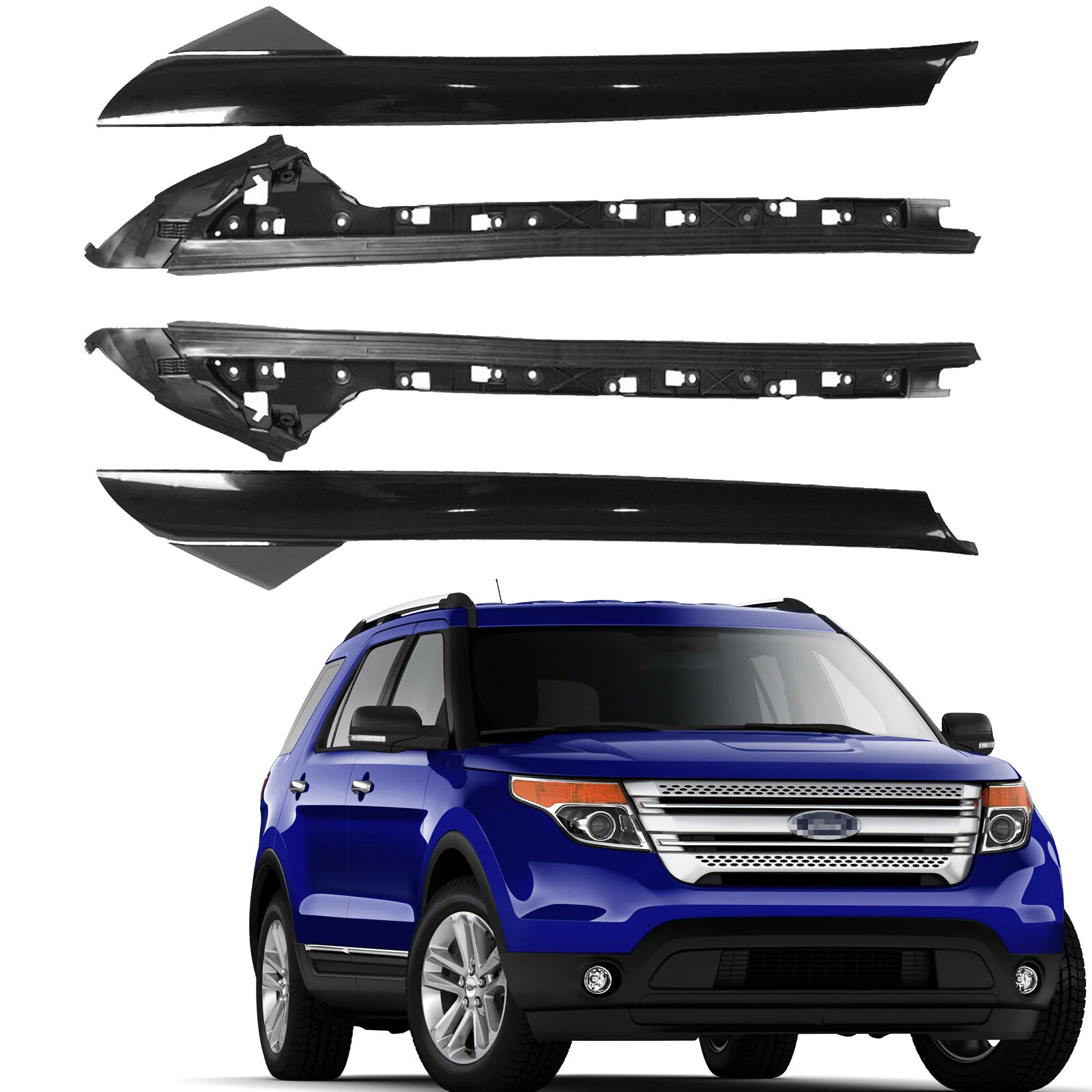 Pair Inner & Outer Windshield A Pillar Molding Trim For Ford Explorer 2011-2019