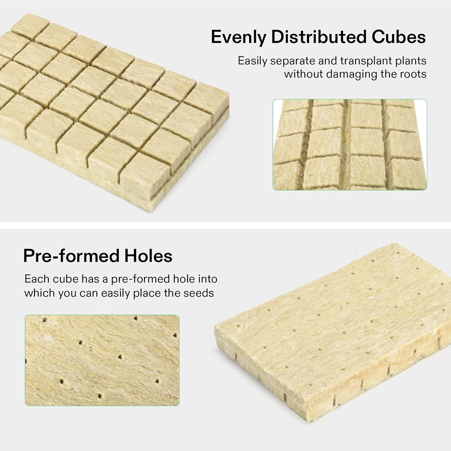 VIVOSUN 1"/1.6" Rockwool Cubes Stonewool Starter for Rooting, Cutting Plants