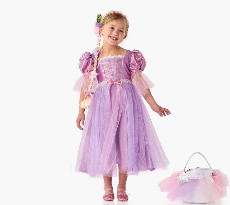 Pottery Barn Disney Princess Rapunzel Costume Dress Blonde Braided Headband NWT