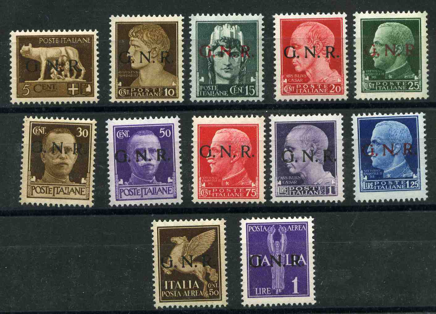 ITALY SOCIALIST FASCIST REPUBLIC 1944 SCARCE GNR OVERPRINTS PERFECT MNH