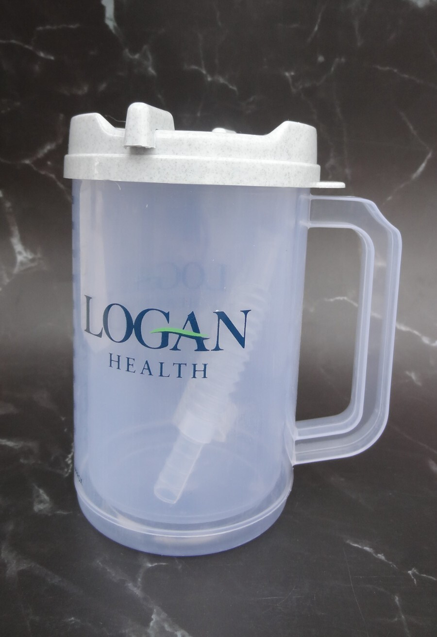 Mug Graduated Reusable w/ Lid Straw Whirley Drink Works Hospital Clear 20 Oz