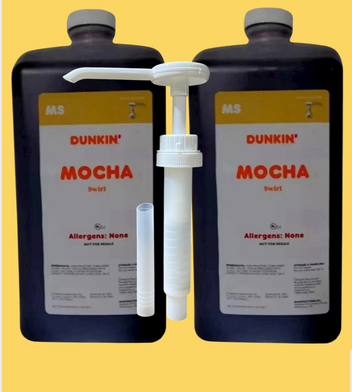 Dunkin Mocha Swirl 2 Jug, 64 FL OZ / 1.89 L Per Jug With 1 Pump Free Shipping